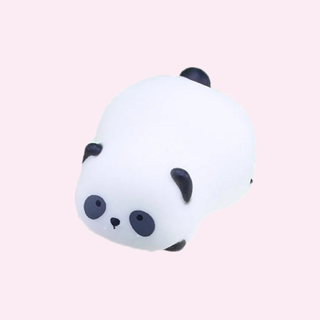 Panda mochi squishy, a small squashy sensory toy, on a pink background - Trendy Toyz AU
